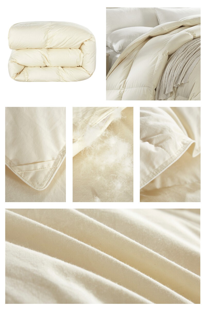 Luxury Cotton duvet for spring and autumn Filled with 90% white duck down, large velvet, high content, and strong warmth retention. It is a value-for-money duvet. The down material comes from nature. It is a natural thermal insulation material. It is light, fluffy and warm